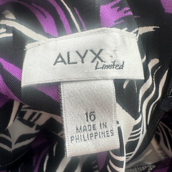 ALYX Limited Sheath Dress Size 16 Purple Black white Sleeveless Round Neck - Picture 2 of 12